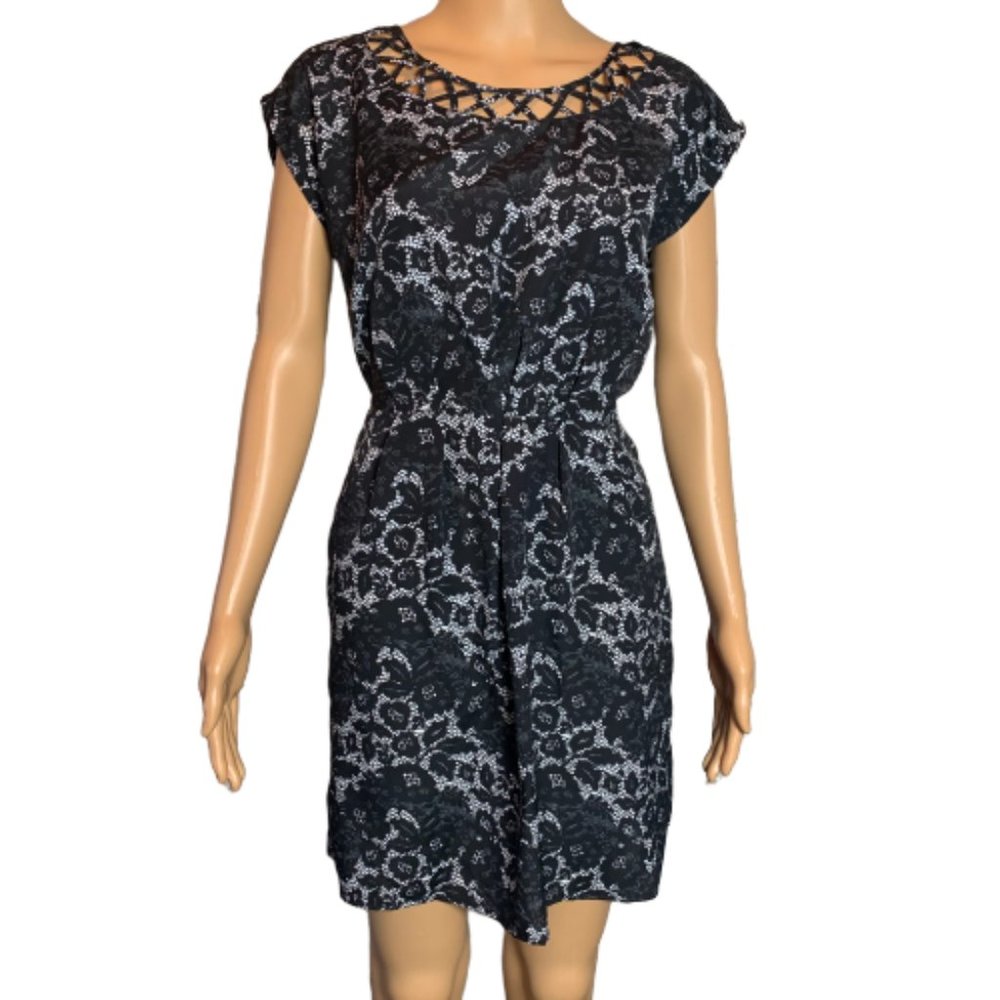 Bebop Faux Lace Black & White Dress